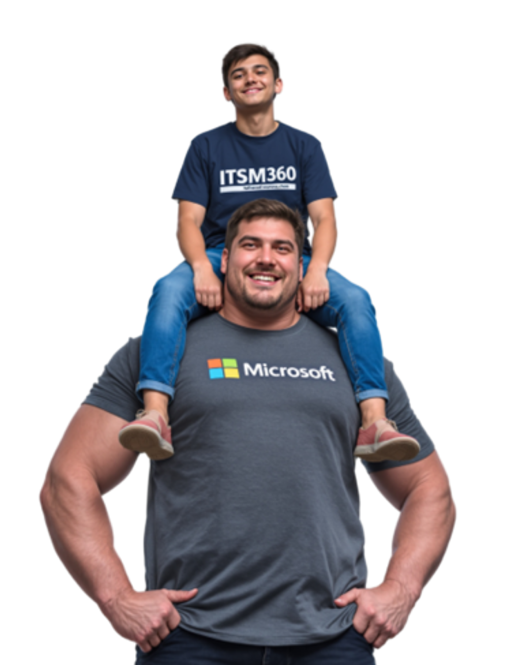 ITSM360 built on Microsoft - boy on the shoulders of a Microsoft giant